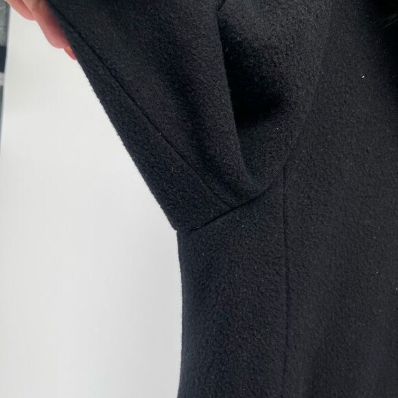 S by Searle Women’s Black Wool Cashmere Coat w/ Fox Fur Hood Trim Size 6 - Picture 7 of 17